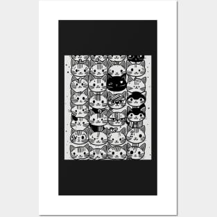 Beautiful Black and White Cat Illustration - Modern Art Posters and Art